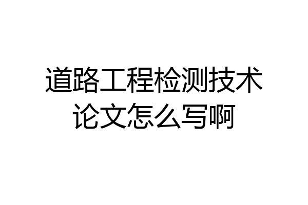 道路工程检测技术论文怎么写啊