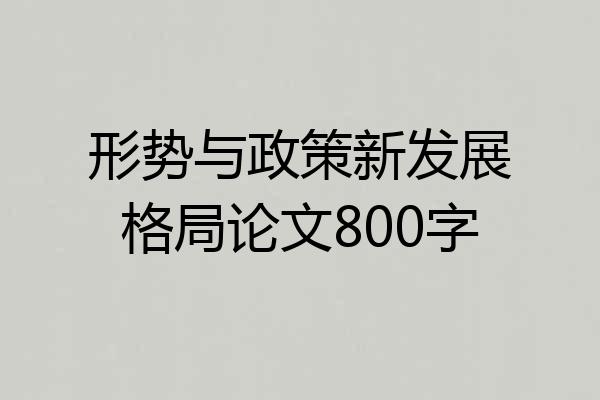 形势与政策新发展格局论文800字