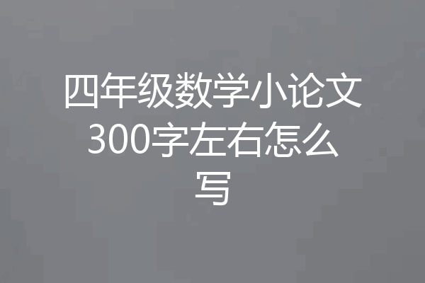 四年级数学小论文300字左右怎么写