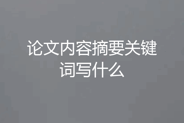 论文内容摘要关键词写什么