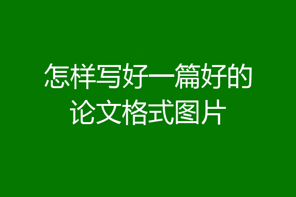 怎样写好一篇好的论文格式图片