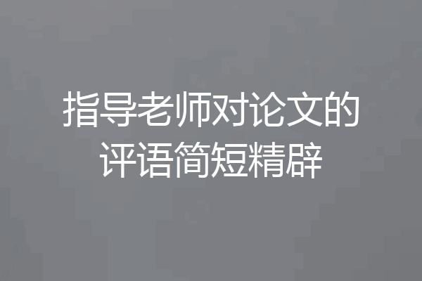 指导老师对论文的评语简短精辟