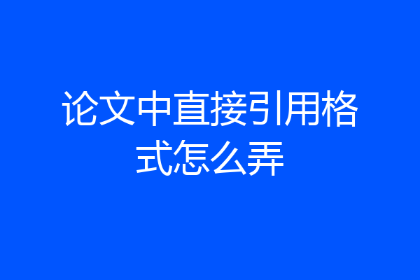 论文中直接引用格式怎么弄