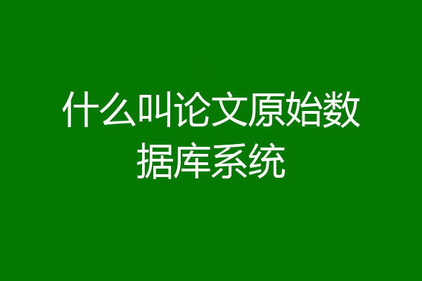 什么叫论文原始数据库系统