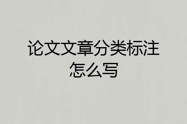 论文文章分类标注怎么写