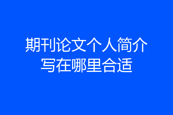 期刊论文个人简介写在哪里合适