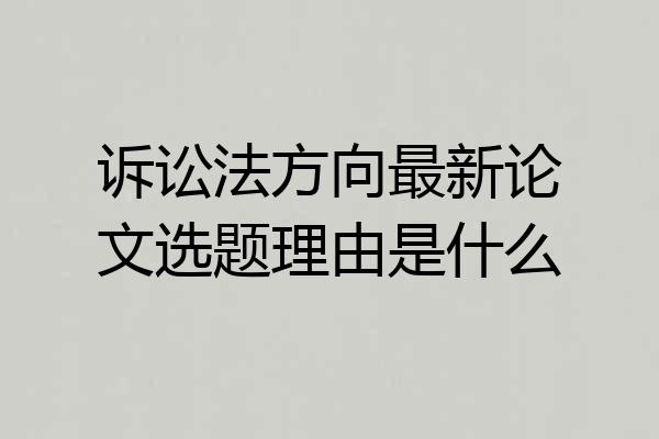 诉讼法方向最新论文选题理由是什么