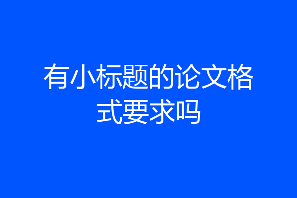 有小标题的论文格式要求吗