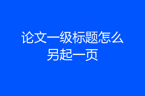 论文一级标题怎么另起一页