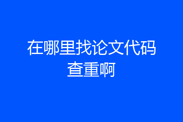 在哪里找论文代码查重啊