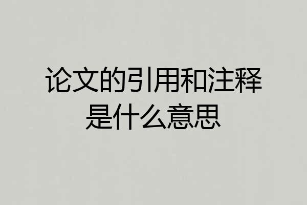 论文的引用和注释是什么意思