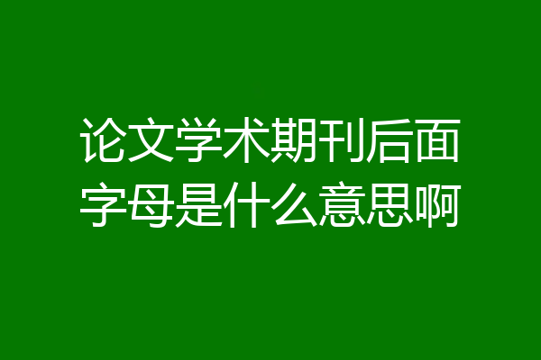 论文学术期刊后面字母是什么意思啊