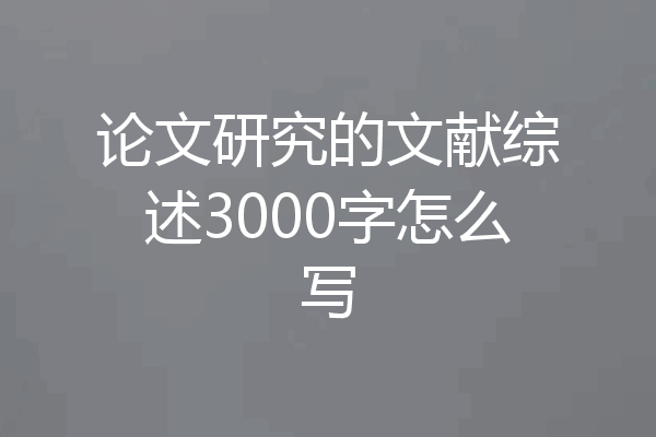 论文研究的文献综述3000字怎么写