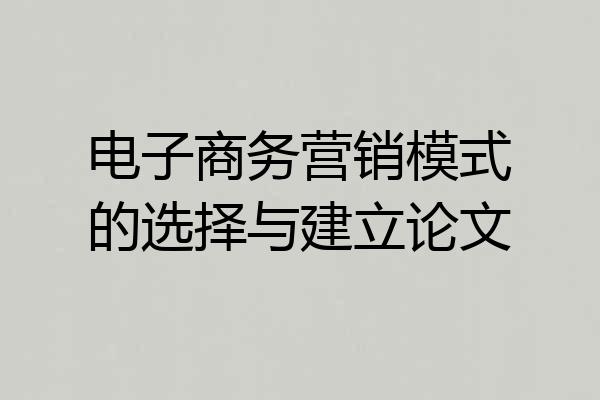电子商务营销模式的选择与建立论文