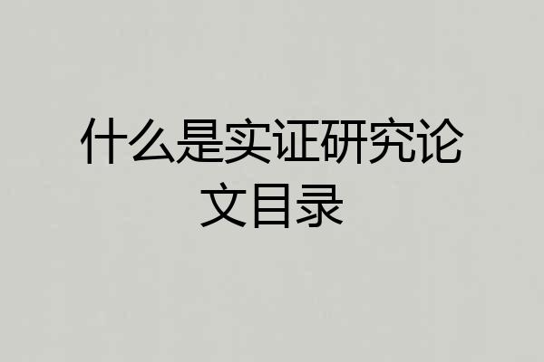 什么是实证研究论文目录