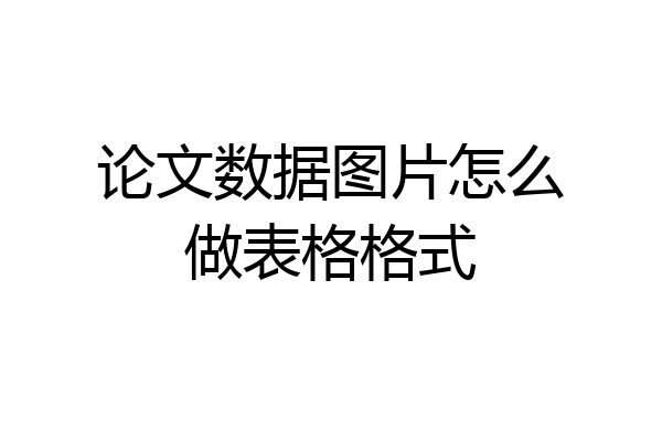 论文数据图片怎么做表格格式