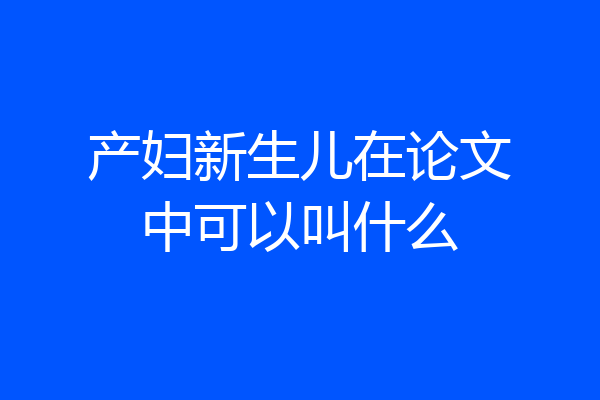 产妇新生儿在论文中可以叫什么