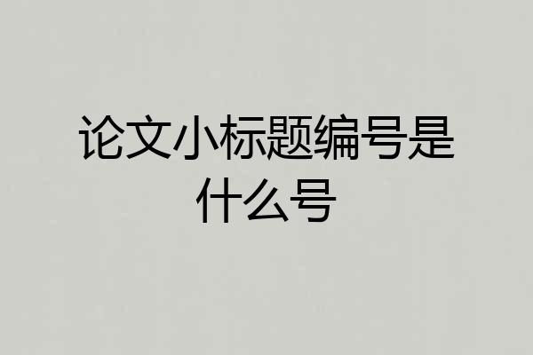 论文小标题编号是什么号