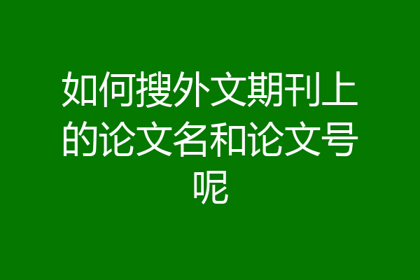 如何搜外文期刊上的论文名和论文号呢