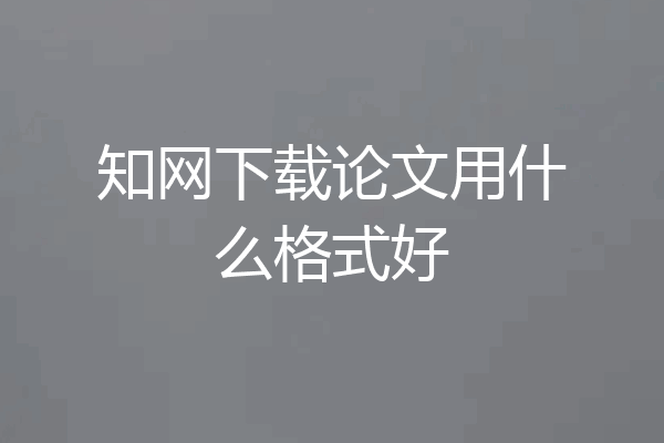 知网下载论文用什么格式好