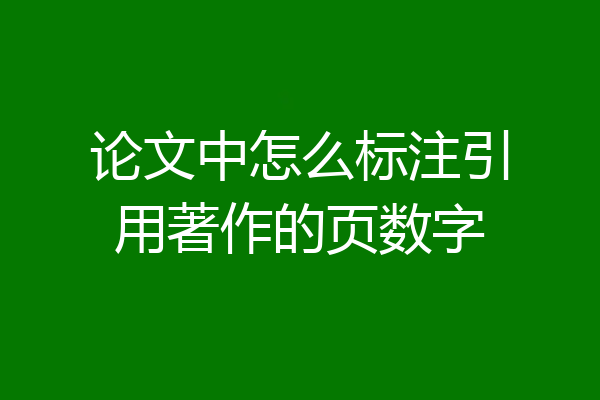 论文中怎么标注引用著作的页数字