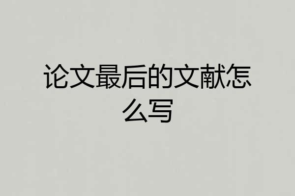论文最后的文献怎么写
