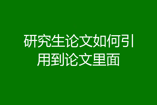 研究生论文如何引用到论文里面