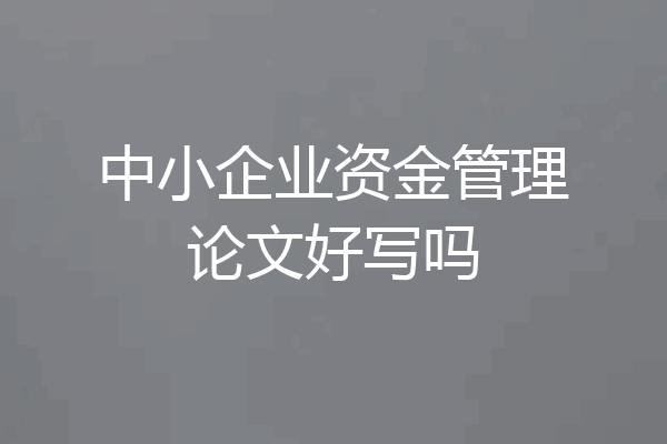 中小企业资金管理论文好写吗