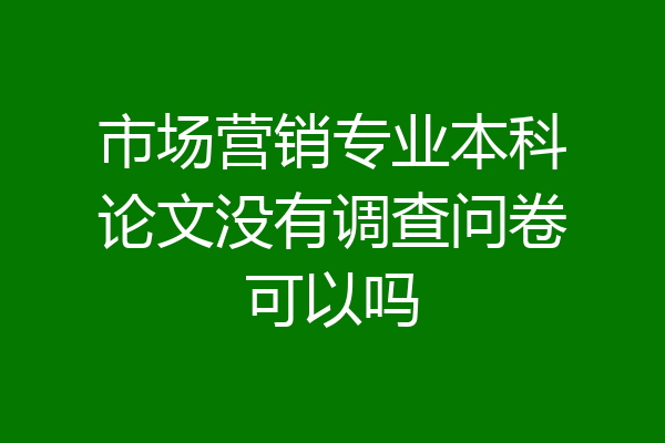 市场营销专业本科论文没有调查问卷可以吗