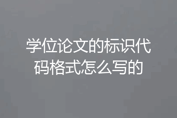 学位论文的标识代码格式怎么写的