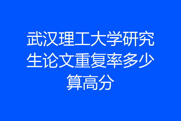 武汉理工大学研究生论文重复率多少算高分
