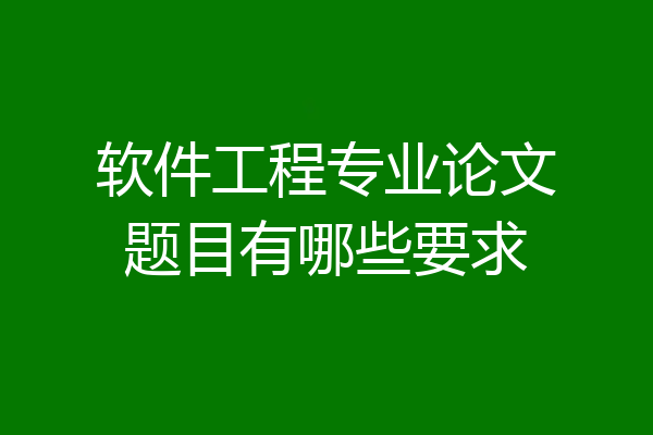 软件工程专业论文题目有哪些要求