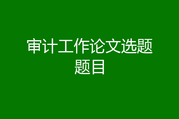 审计工作论文选题题目