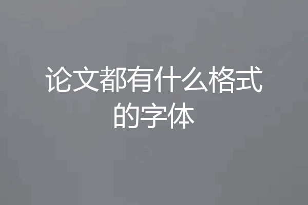 论文都有什么格式的字体