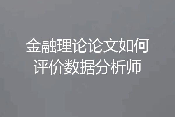 金融理论论文如何评价数据分析师