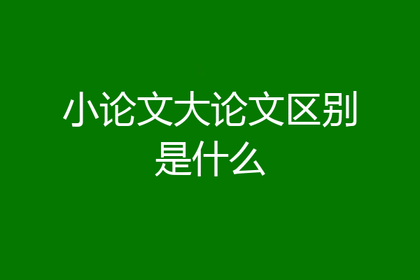 小论文大论文区别是什么