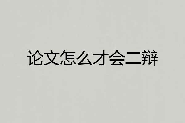 论文怎么才会二辩