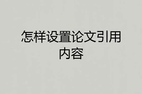 怎样设置论文引用内容