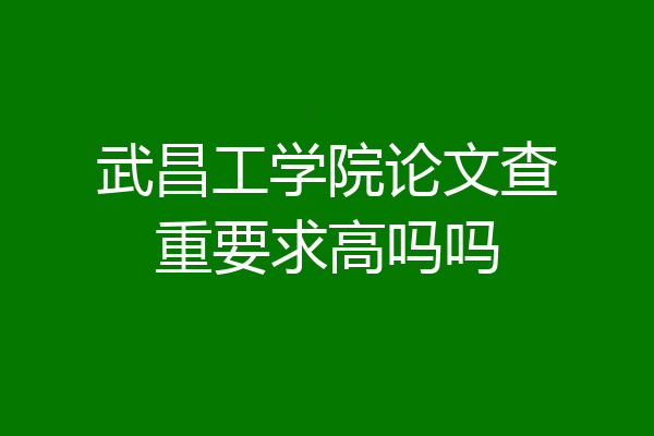 武昌工学院论文查重要求高吗吗