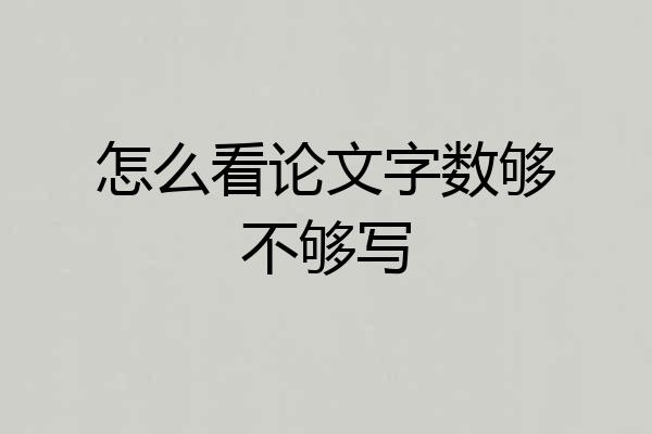 怎么看论文字数够不够写