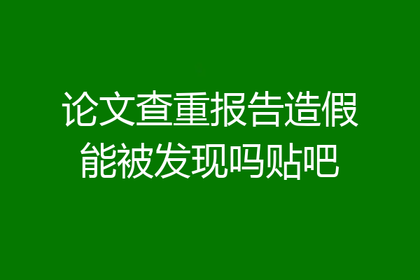 论文查重报告造假能被发现吗贴吧