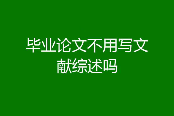 毕业论文不用写文献综述吗