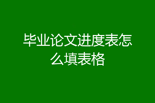 毕业论文进度表怎么填表格