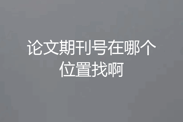 论文期刊号在哪个位置找啊