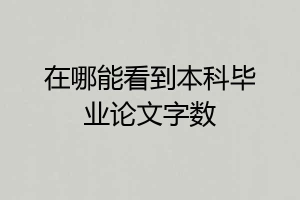 在哪能看到本科毕业论文字数