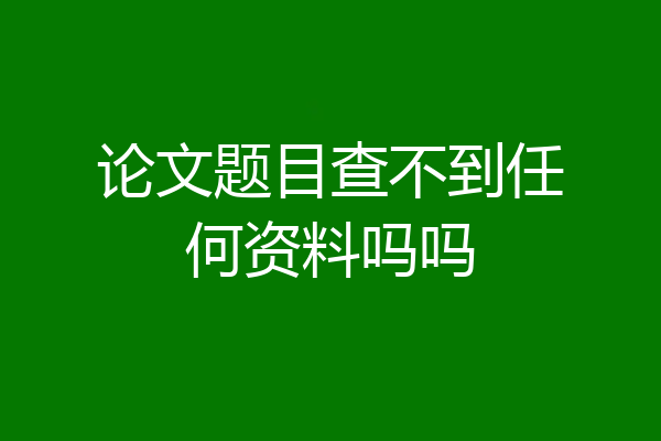 论文题目查不到任何资料吗吗