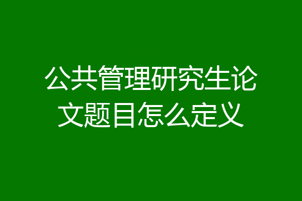 公共管理研究生论文题目怎么定义