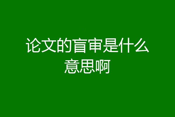 论文的盲审是什么意思啊