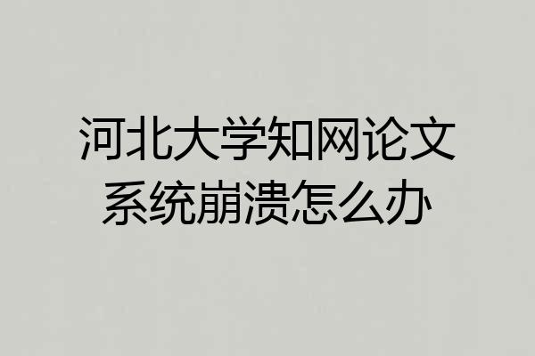 河北大学知网论文系统崩溃怎么办
