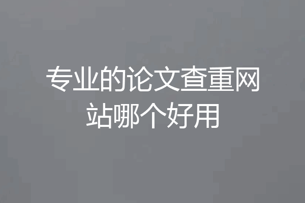 专业的论文查重网站哪个好用
